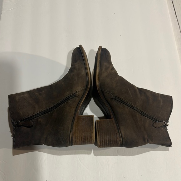 Franco Sarto Marlene leather upperBrown Ankle Boots thick heel zipper sides 7.5 - Picture 4 of 11